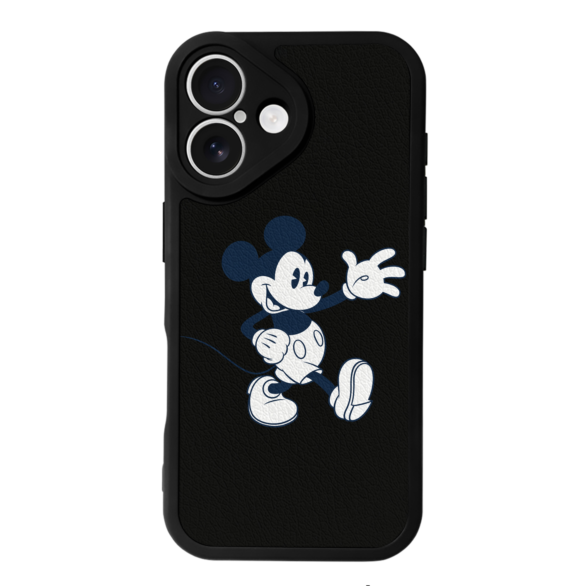 （画像用） ミッキーマウス Mickey Mouse 【iPhone 16シリーズ対応】シリコンスマホケース（レザー調） 材質：シリコン